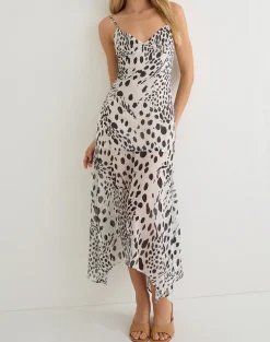 Vakare Midi Dress in Dalmatian Skin Black and Ivory