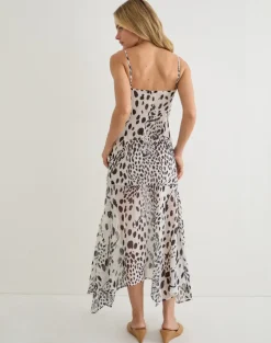 Vakare Midi Dress in Dalmatian Skin Black and Ivory