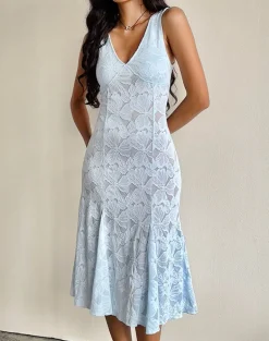 Valea Midi Dress in Zinnia Lace Blue