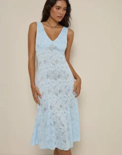 Valea Midi Dress in Zinnia Lace Blue
