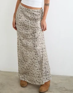 Vanessa Maxi Skirt in Paisley Sequin Gold