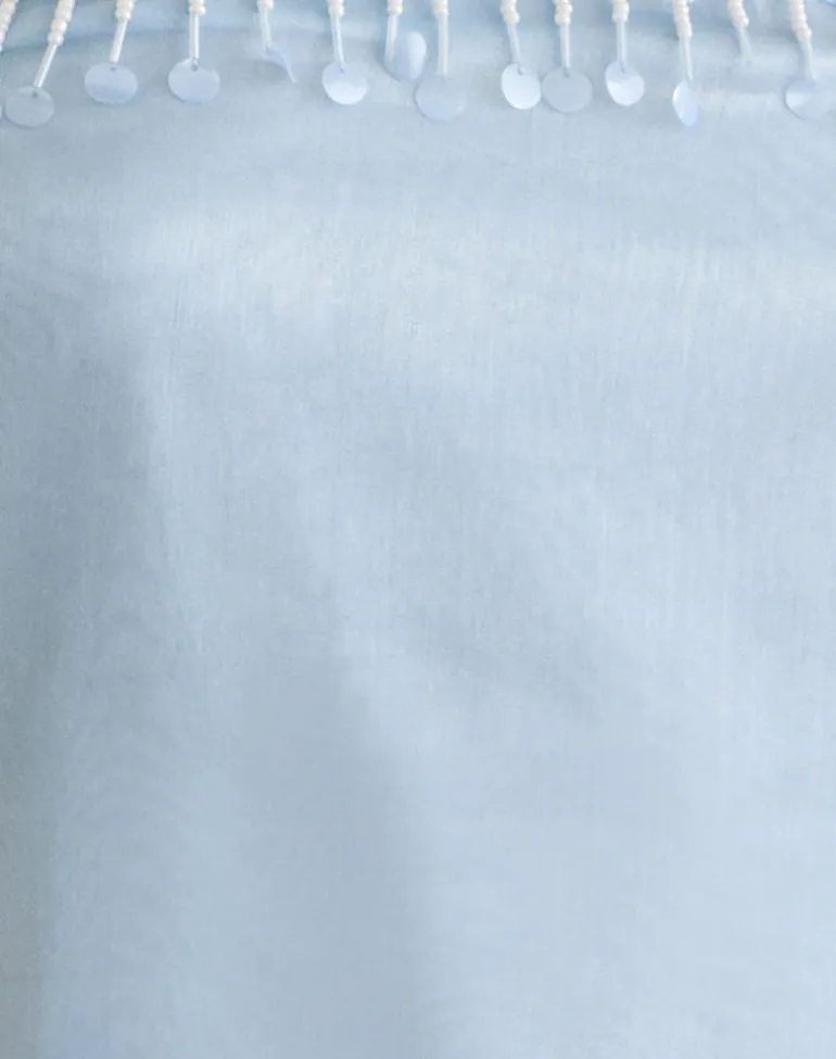 Vars Top in Satin Organza Light Blue