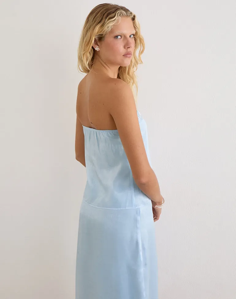 Vars Top in Satin Organza Light Blue