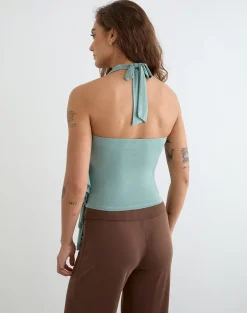 Velaris Wrap Top in Aqua Grey