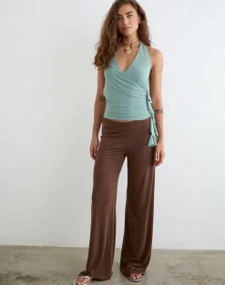 Velaris Wrap Top in Aqua Grey