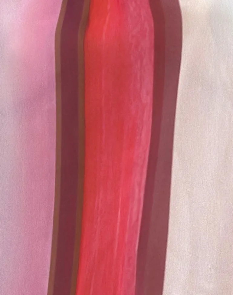 Veloria Halterneck Mini Dress in Pink Sheer Chiffon Painted Stripe