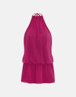 Veloria Halterneck Mini Dress in Dark Rose