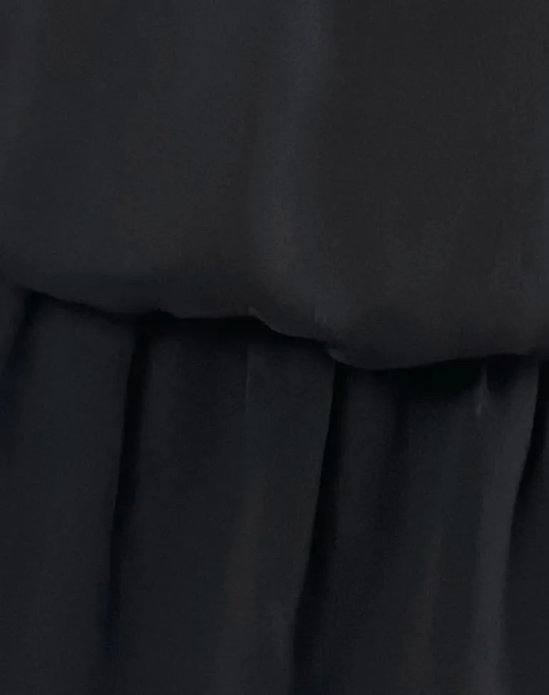 Veloria Halterneck Mini Dress in Black Chiffon with Lining