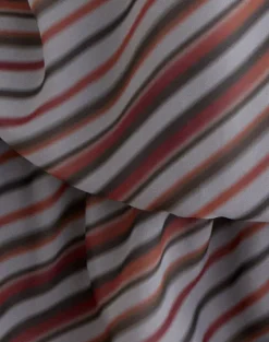 Veloria Halterneck Mini Dress in Chiffon Grey and Maroon Diagonal Stripe