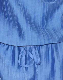 Veloria Halterneck Mini Dress in Blue Chiffon Painted Stripe