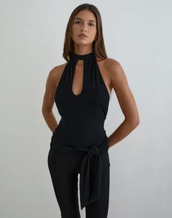 Verbina Keyhole Top in Jersey Black