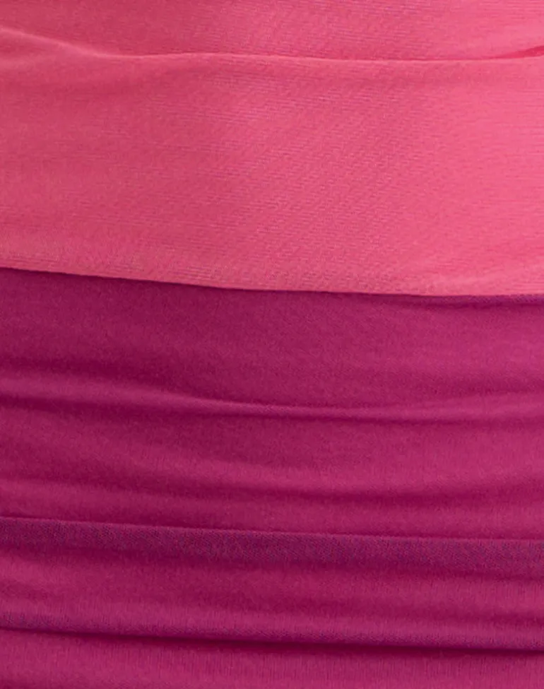 Veridis Maxi Dress in Rose Pink and Orchid Purple