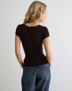 Vibian Short Sleeve Top in Chocolate Brown
