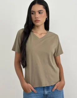 Viman Top in Jersey Khaki