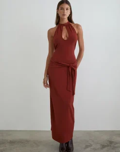 Viorela Maxi Dress in Jersey Fired Brick