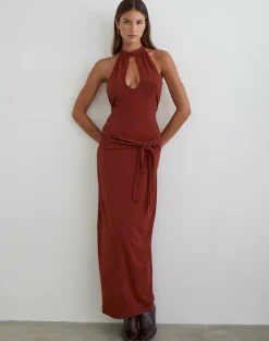 Viorela Maxi Dress in Jersey Fired Brick