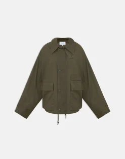 Vireon High Neck Jacket in Khaki Green