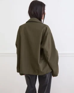 Vireon High Neck Jacket in Khaki Green