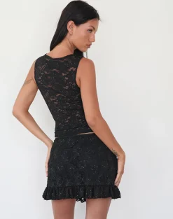 Vishata Top in Black Sequin Lace