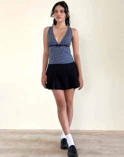 Vishata Top in Mini Gingham Dark Blue