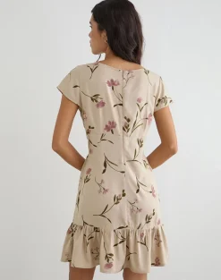 Visoca Mini Dress in Bloom Leafy Taupe