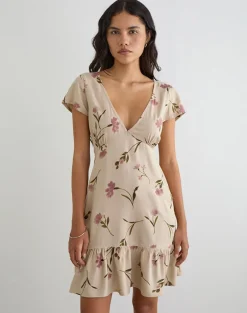 Visoca Mini Dress in Bloom Leafy Taupe