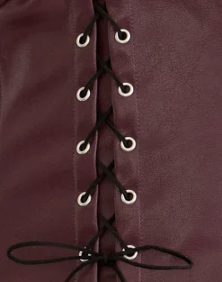 Wahya Lace Up Halter Top in PU Plum