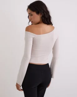 Wakana Asymmetric Long Sleeve Top in Cannoli Cream
