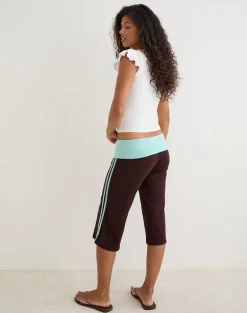 Walter Capri Trouser in Bitter Chocolate and Aqua Combination