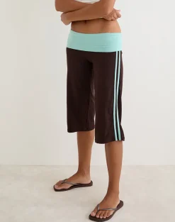 Walter Capri Trouser in Bitter Chocolate and Aqua Combination