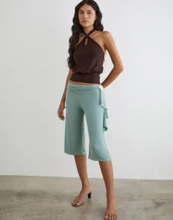 Wasana Capri Trouser in Aqua Grey