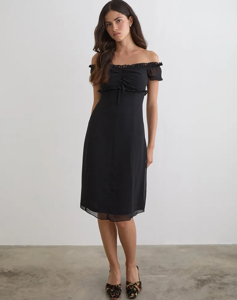 Watimu Midi Dress in Chiffon Black