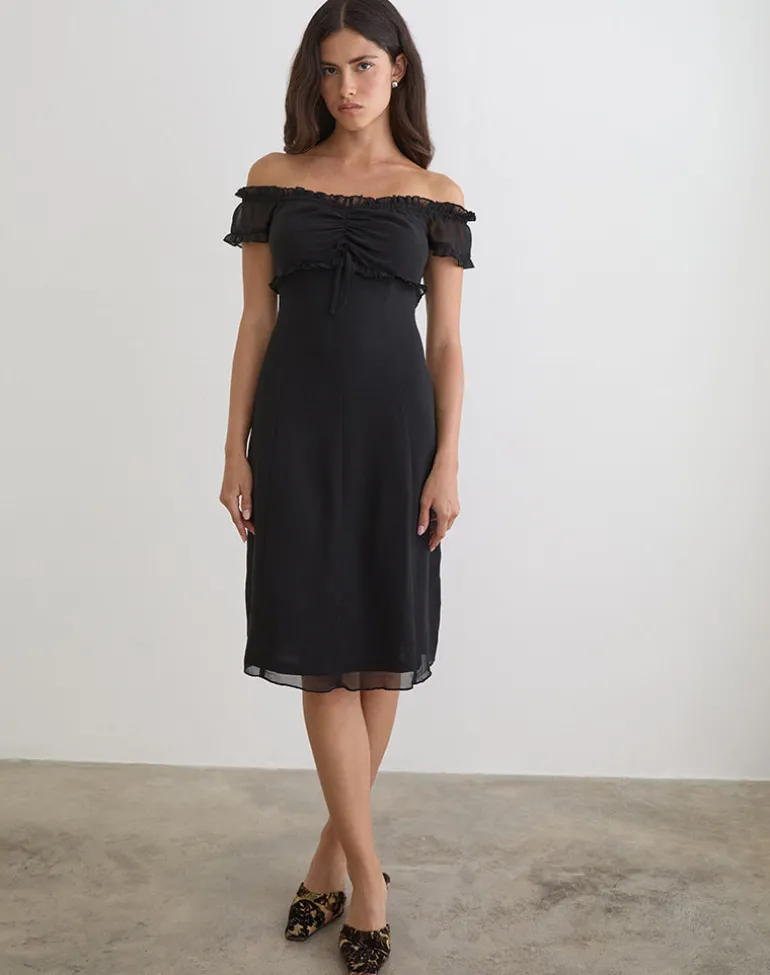 Watimu Midi Dress in Chiffon Black