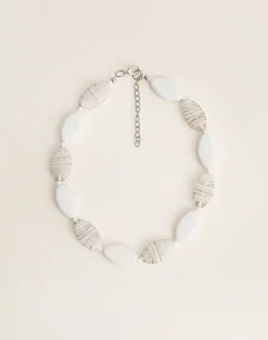 White Glass Beaded Necklace