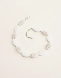 White Glass Beaded Necklace