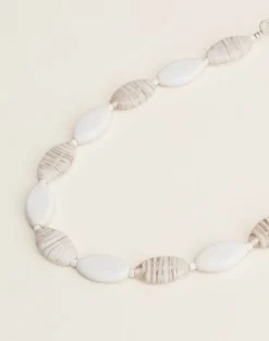 White Glass Beaded Necklace