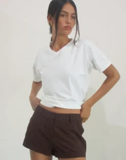 Wiluta Shorts in Tailoring Dark Brown Pinstripe