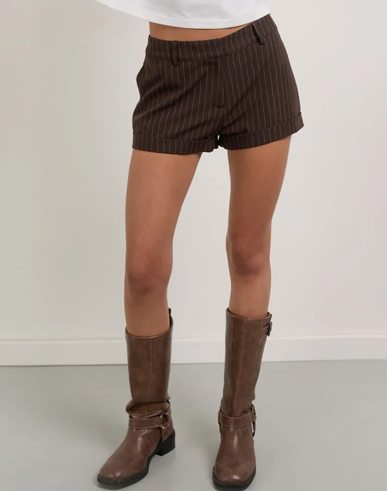 Wiluta Shorts in Tailoring Dark Brown Pinstripe