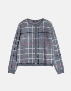 Wisola Cardigan in Knit Country Check Grey