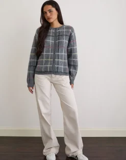 Wisola Cardigan in Knit Country Check Grey