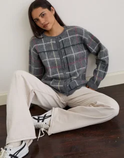 Wisola Cardigan in Knit Country Check Grey