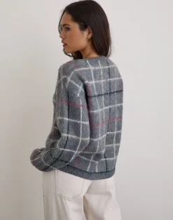 Wisola Cardigan in Knit Country Check Grey