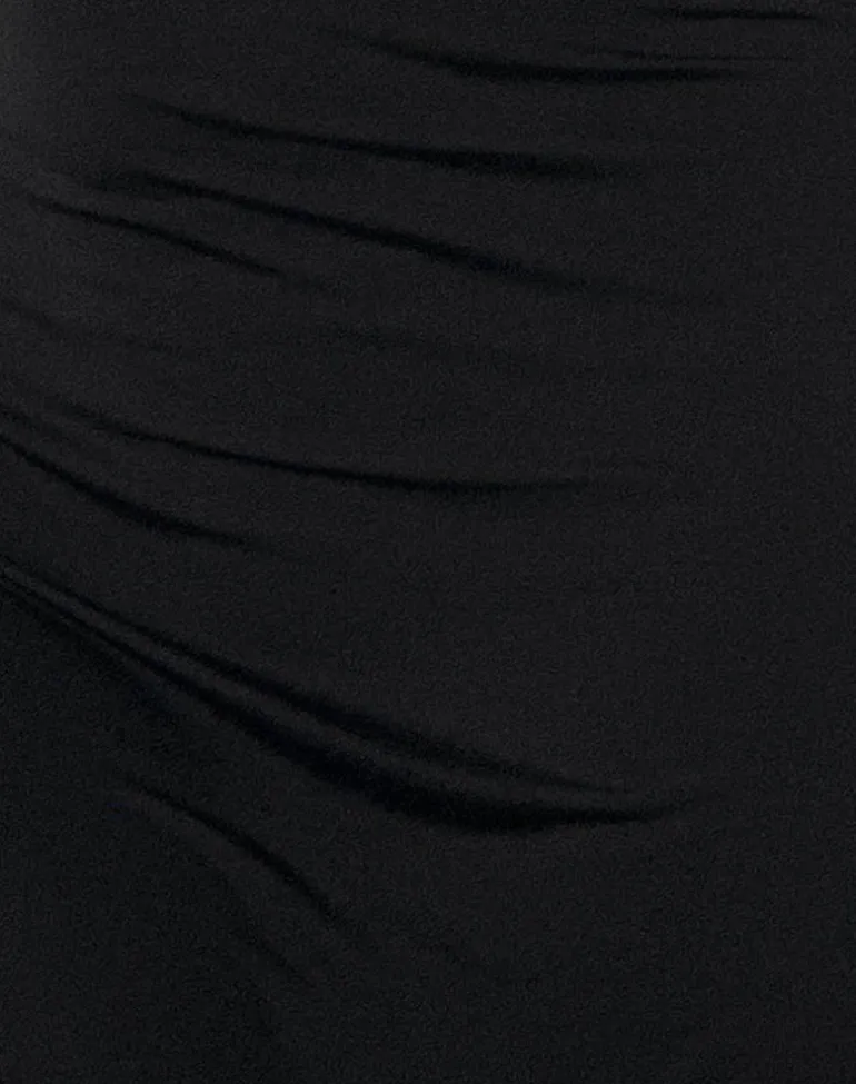 Xeenia One Shoulder Mini Dress in Slinky Black