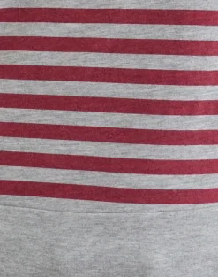 Yacin Slouchy Top in Grey and Burgundy Stripe