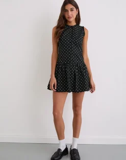 Yadara Mini Dress in Polka Black