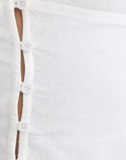 Yadele Button Up Keyhole Top in Ivory
