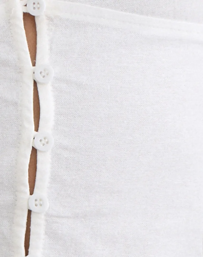 Yadele Button Up Keyhole Top in Ivory