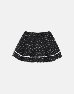 Yaisu Mini Skirt in Black and White Combination with Micro Polka Print