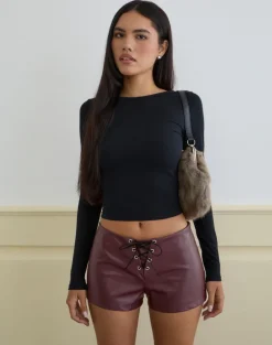 Yakko Lace Up Micro Short in PU Plum