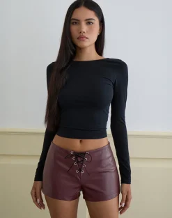 Yakko Lace Up Micro Short in PU Plum